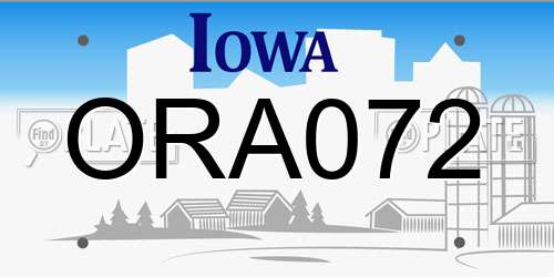 ORA072 Iowa License Plate