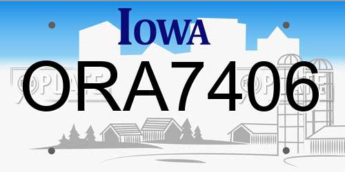 ORA7406 Iowa License Plate