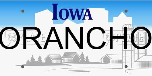 ORANCHO Iowa License Plate