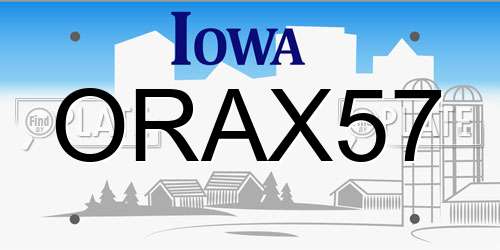 ORAX57 Iowa License Plate
