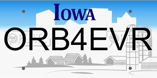 ORB4EVR Iowa License Plate