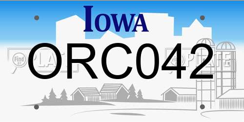 ORC042 Iowa License Plate