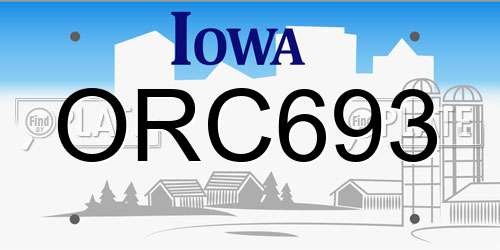 ORC693 Iowa License Plate