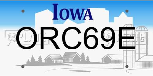 ORC69E Iowa License Plate