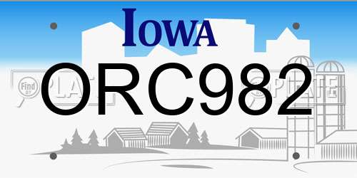 ORC982 Iowa License Plate