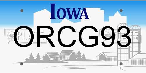 ORCG93 Iowa License Plate