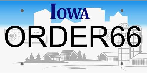 ORDER66 Iowa License Plate