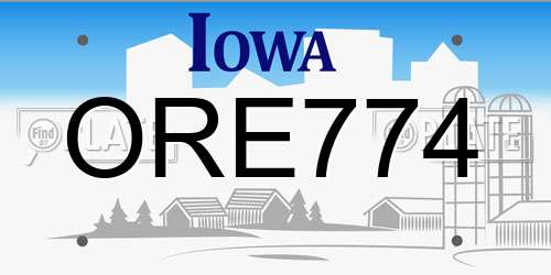 ORE774 Iowa License Plate