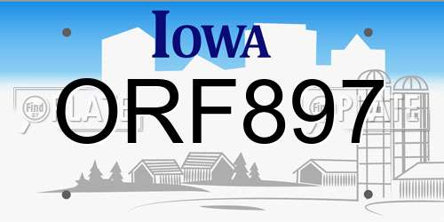 ORF897 Iowa License Plate