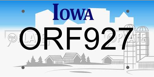 ORF927 Iowa License Plate