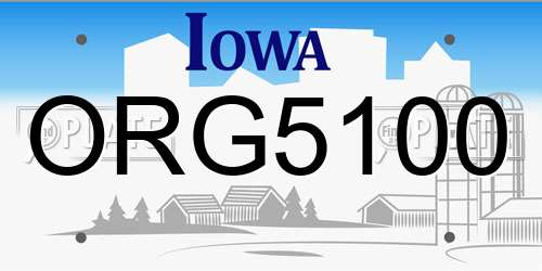 ORG5100 Iowa License Plate