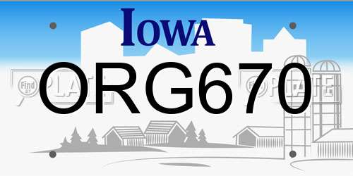 ORG670 Iowa License Plate