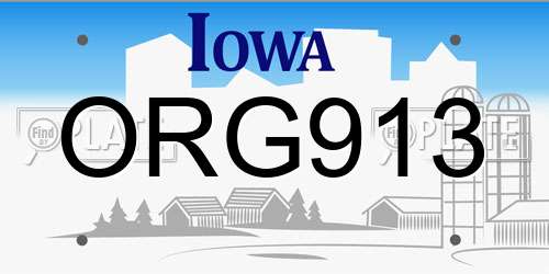 ORG913 Iowa License Plate