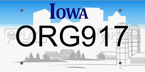 ORG917 Iowa License Plate