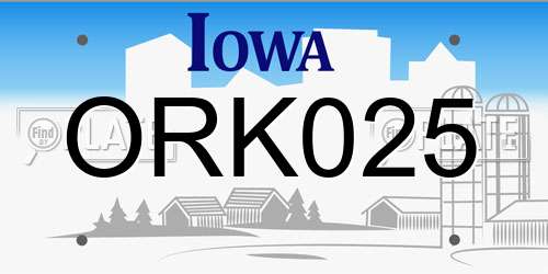 ORK025 Iowa License Plate