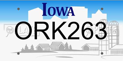ORK263 Iowa License Plate