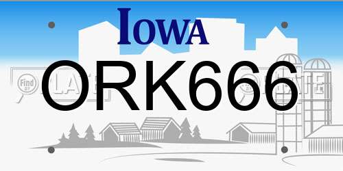 ORK666 Iowa License Plate