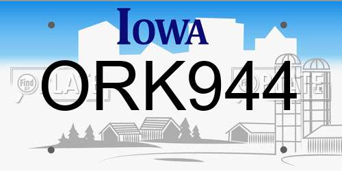 ORK944 Iowa License Plate