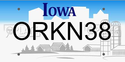 ORKN38 Iowa License Plate