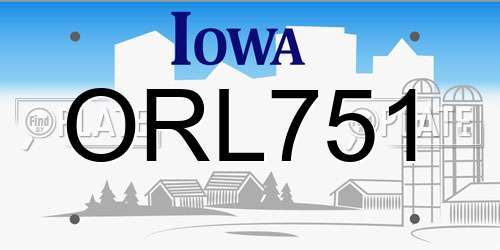 ORL751 Iowa License Plate