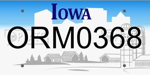 ORM0368 Iowa License Plate