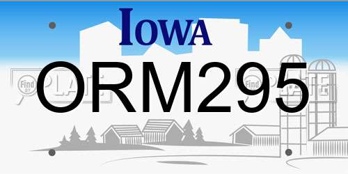 ORM295 Iowa License Plate
