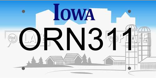 ORN311 Iowa License Plate