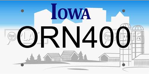 ORN400 Iowa License Plate