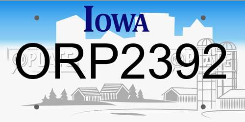 ORP2392 Iowa License Plate