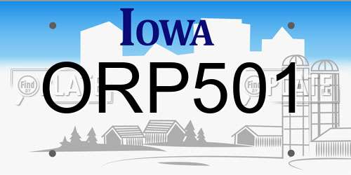 ORP501 Iowa License Plate