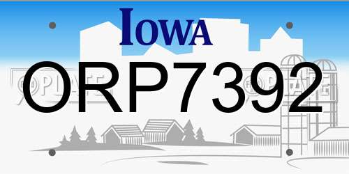 ORP7392 Iowa License Plate