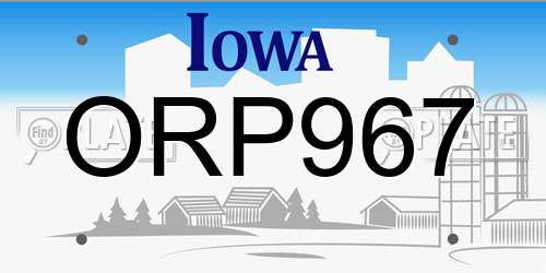 ORP967 Iowa License Plate