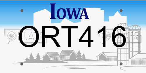 ORT416 Iowa License Plate