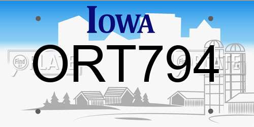 ORT794 Iowa License Plate