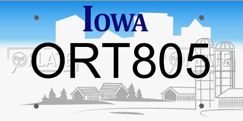ORT805 Iowa License Plate