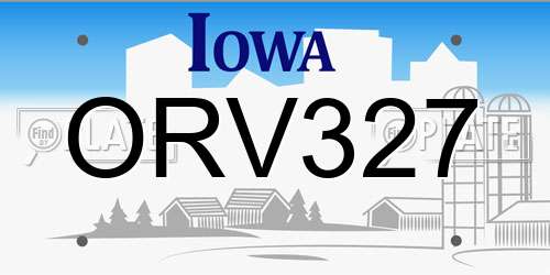 ORV327 Iowa License Plate