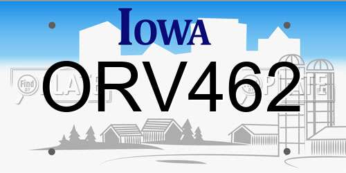 ORV462 Iowa License Plate