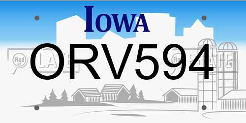 ORV594 Iowa License Plate