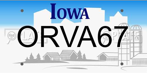 ORVA67 Iowa License Plate