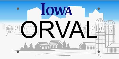 ORVAL Iowa License Plate