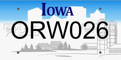 ORW026 Iowa License Plate
