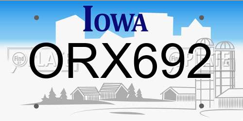 ORX692 Iowa License Plate