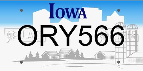 ORY566 Iowa License Plate
