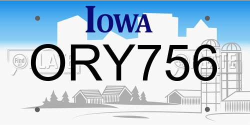 ORY756 Iowa License Plate