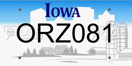 ORZ081 Iowa License Plate