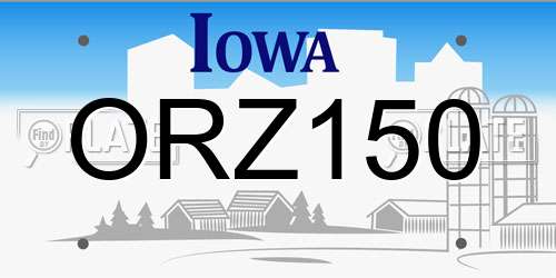 ORZ150 Iowa License Plate