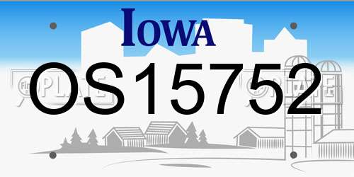 OS15752 Iowa License Plate