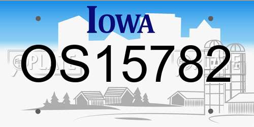 OS15782 Iowa License Plate