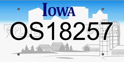OS18257 Iowa License Plate