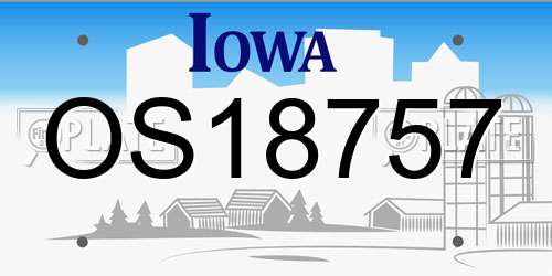 OS18757 Iowa License Plate